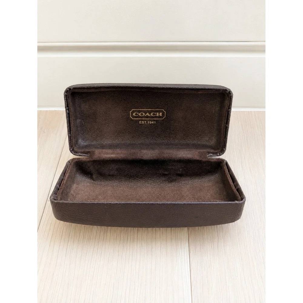 Coach Est. 1941 Brown Hard Eyeglass & Sunglasses Case | Pebbled Finish | Logo